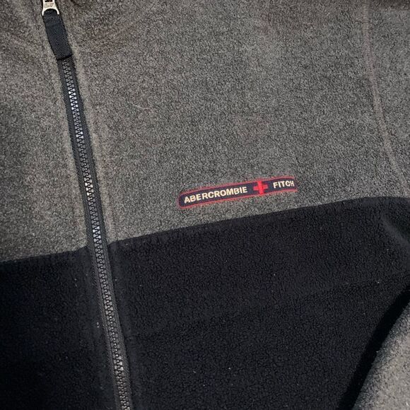 VTG Abercrombie & Fitch Fleece Jacket Mens Size Small Black Gray Full Zip Jacket - Picture 3 of 7